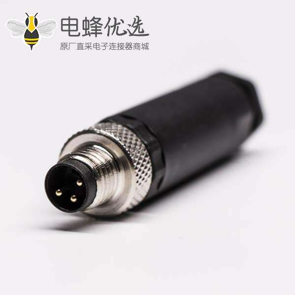 M8航空插头连接器圆形3芯A型组装式接线公插头工业连接器