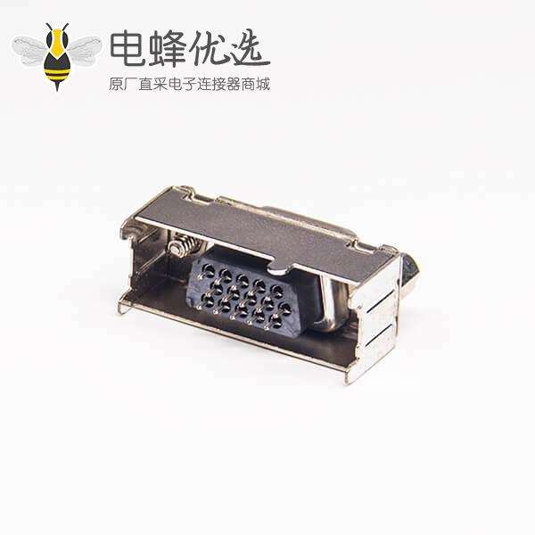 15 Pin母头直式db黑色胶芯连接器直式冲针插板带铁支架