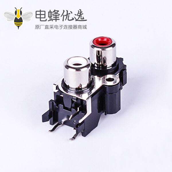RCA 2孔90度带螺丝孔AV接口 2&times;1RCA音频莲花座