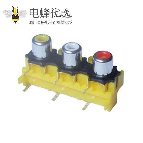 1&times;3RCA同轴连接器90度弯式焊板接口