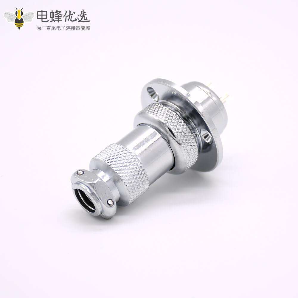 GX20航空连接器3芯母插头转公插座常规款直式法卡兰安装焊线