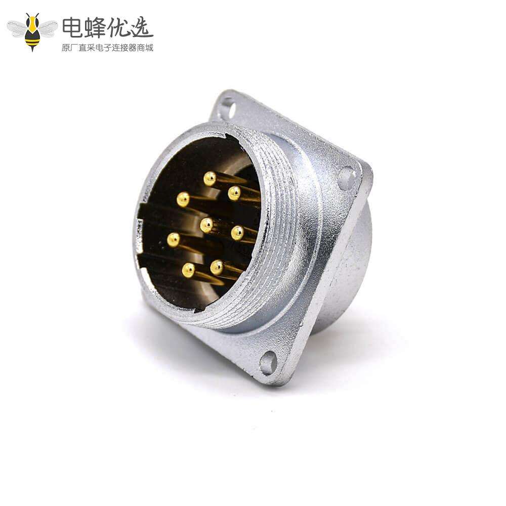 插座8芯P28公头直式方型法兰连接器