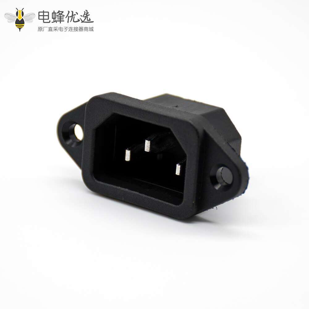 电源插座带保险AC-04公头插孔直式三芯AC电源连接器