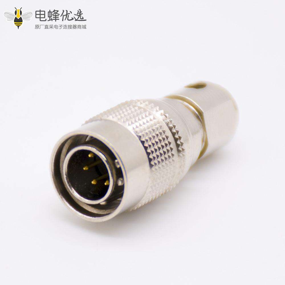 6芯公插头反装针型直式焊线HR10系列微型推拉自锁连接器