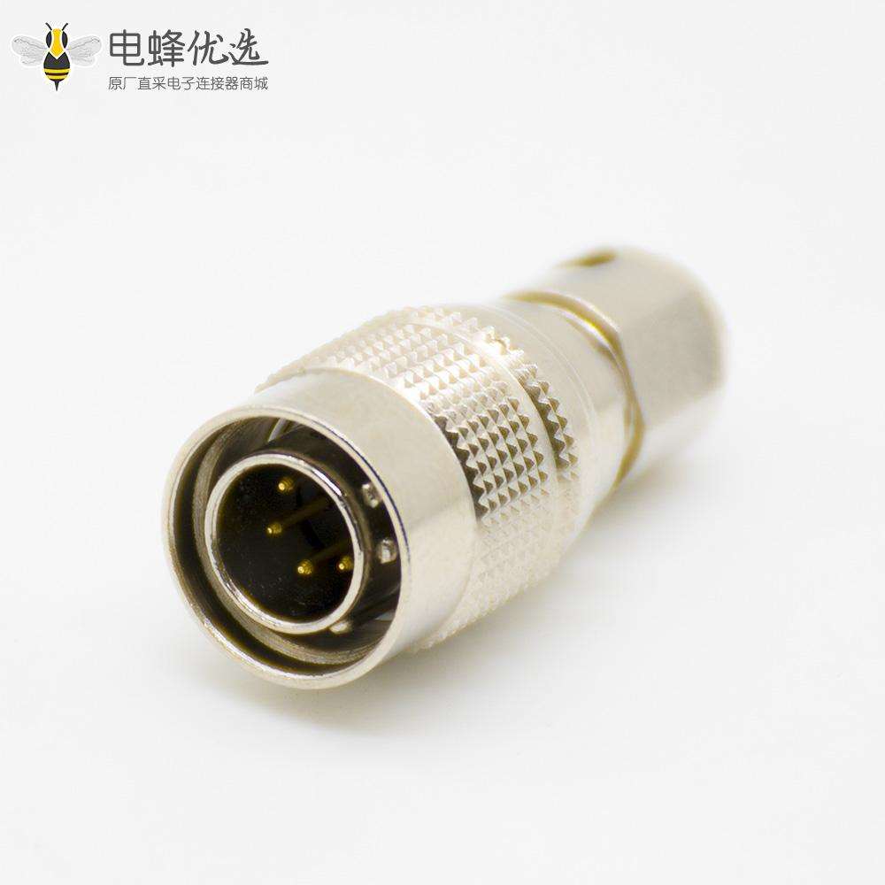 6芯公插头反装针型直式焊线HR10系列微型推拉自锁连接器