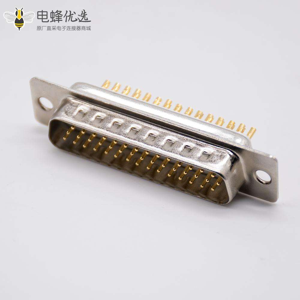 44Pin DB头车针型3排焊杯式公头180度D型连接器