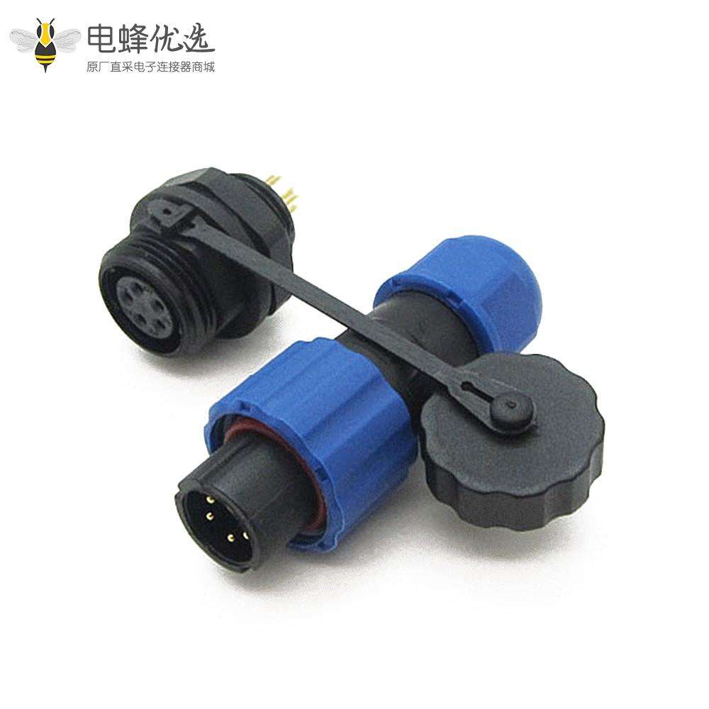 SP系列连接器5芯后锁公头母后螺母插座一套直式后锁板面板安装
