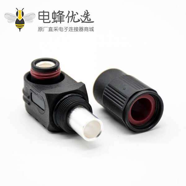 储能电池连接器6mm黑色IP65 60A带孔铜牌弯式插头和插座