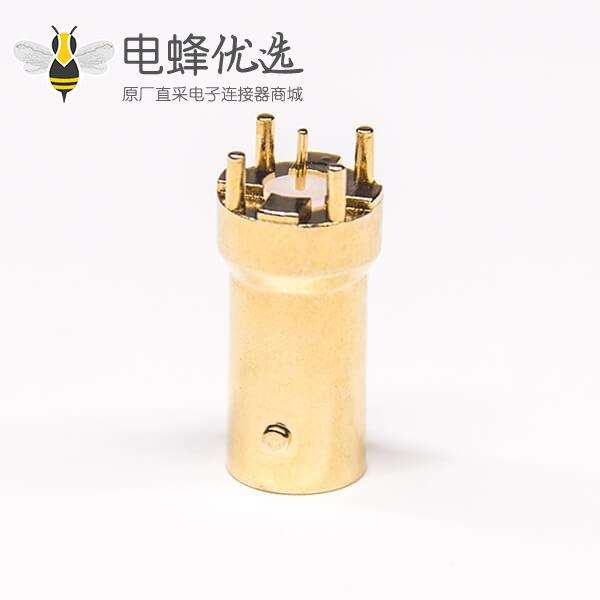 PCB 射频BNC连接器母头180&deg;插板镀金50欧姆X2