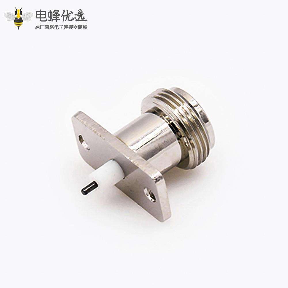 N型母连接器焊接板PCB安装2孔法兰直焊