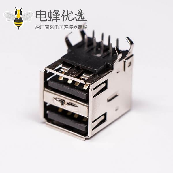 usb2.0双层母座母头弯式黑色胶芯