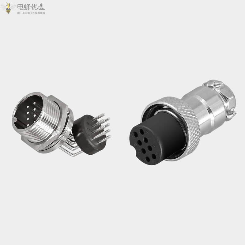 圆形8芯GX16航空连接器4A125V母插头公插座弯式焊板接PCB插座