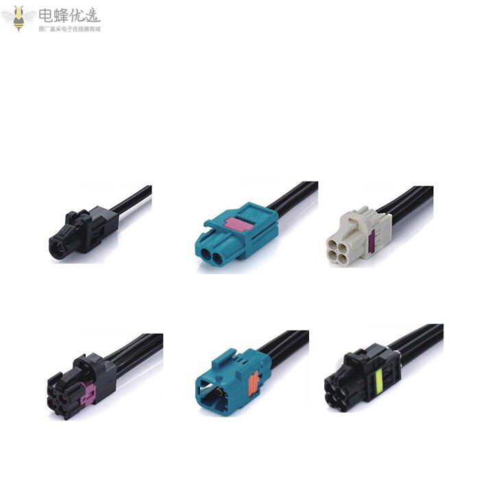 Mini Fakra线端连接器直头母端 双腔非防水Z扣接1米线