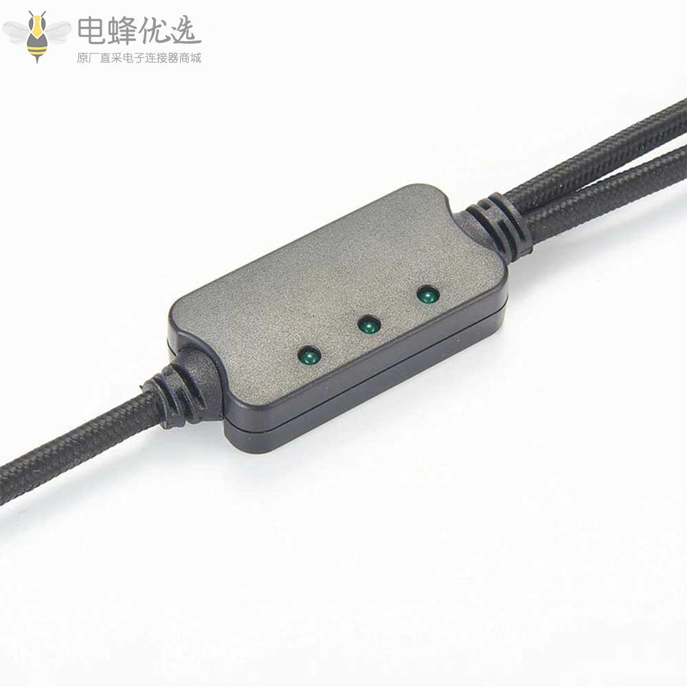 2X5芯DIN公头转USB带电源指示灯1.5m线长线束厂家直销
