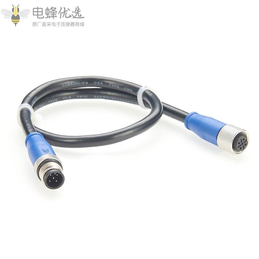 NMEA_2000船用网络延长线骨干下降电缆M12_5芯公头转5芯母头接1米线材