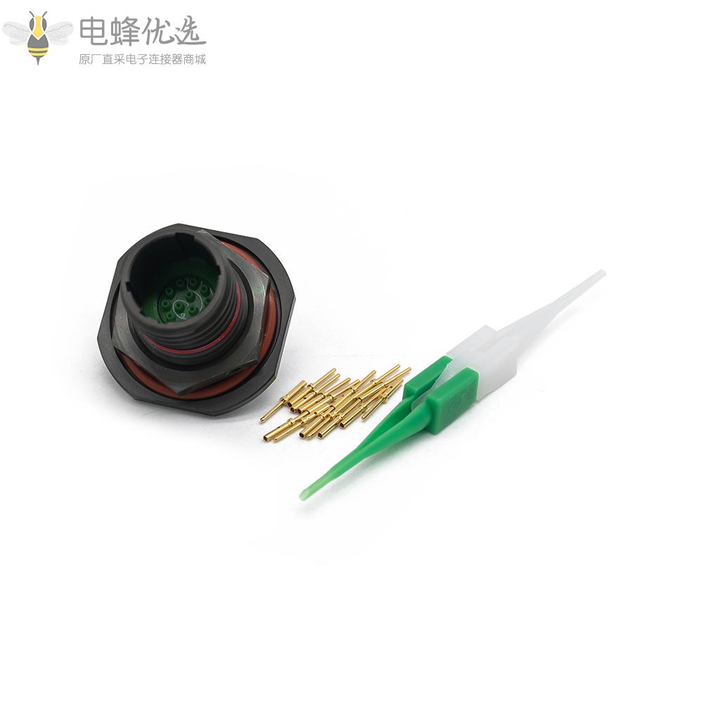 D38999螺母安装连接器13芯A键位11号壳体带孔母插座