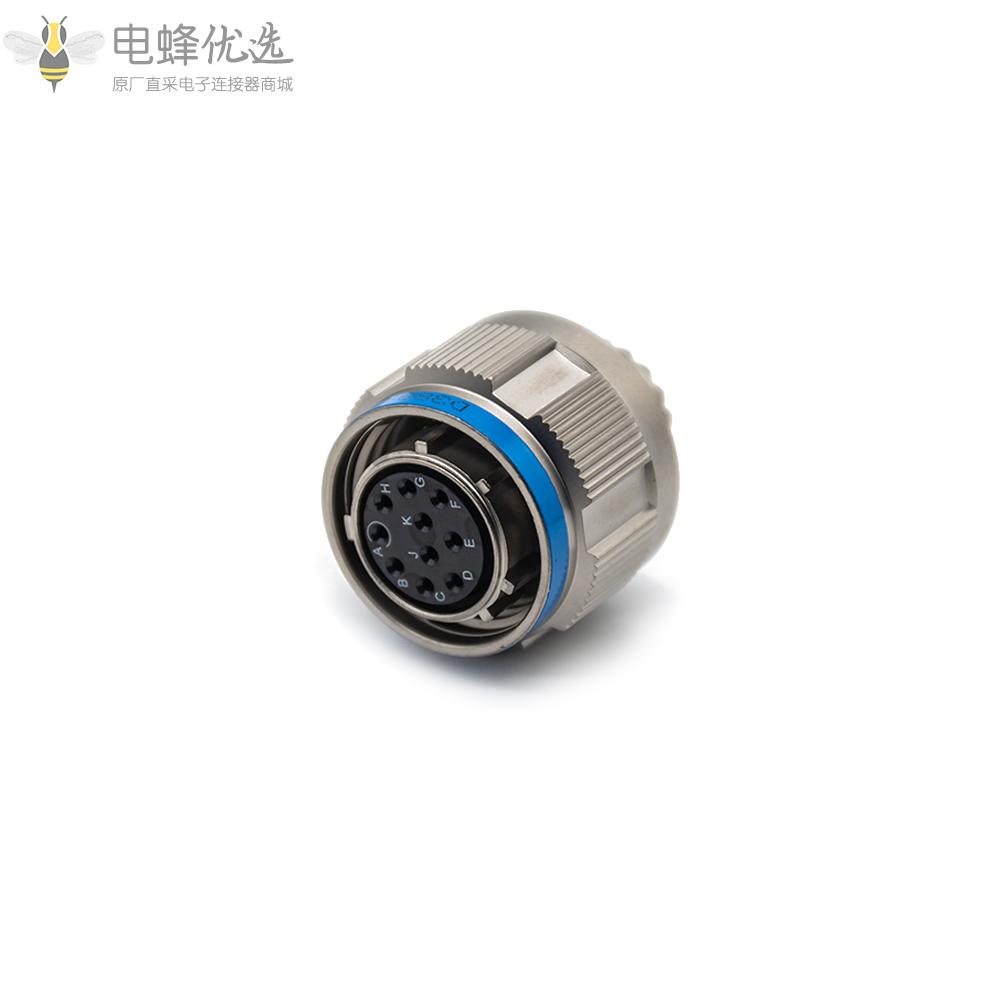 D38999连接器10芯13号壳体镀镍外壳银色带孔母插头