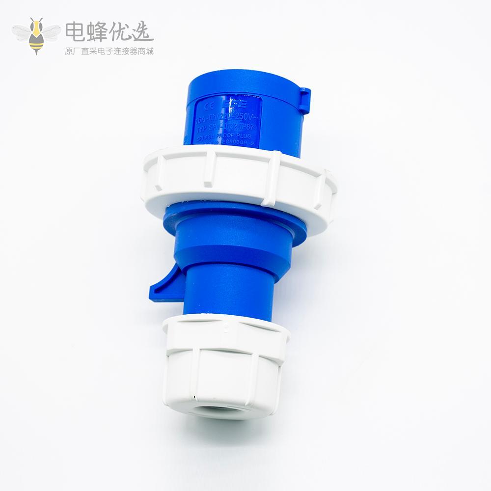 CEE防水蓝色 16A 3芯两相IP44工业插头